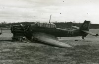 Rovaniemi airfield, Ju 87R-2 L1plusFU WNr 5705 of 10.St-LG 1 after landing accident on 10th July 1941.jpg