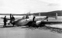 Ice of lake Salmijärvi, Murmansk front, 25 April 1942. Me 110E-2 (WNr 3769) of 10.(Z)/JG 5 belly landed after encounter with a Soviet Pe-2. Crew: Lt Theodor Weissenberger and Uffz Wilhelm Pfeiffer.