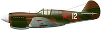 Р-40Е «Киттихаук» из состава 2-го ГвИАП ВВС СФ, 1942 г. <br />Рисунок М.Ю.Быкова